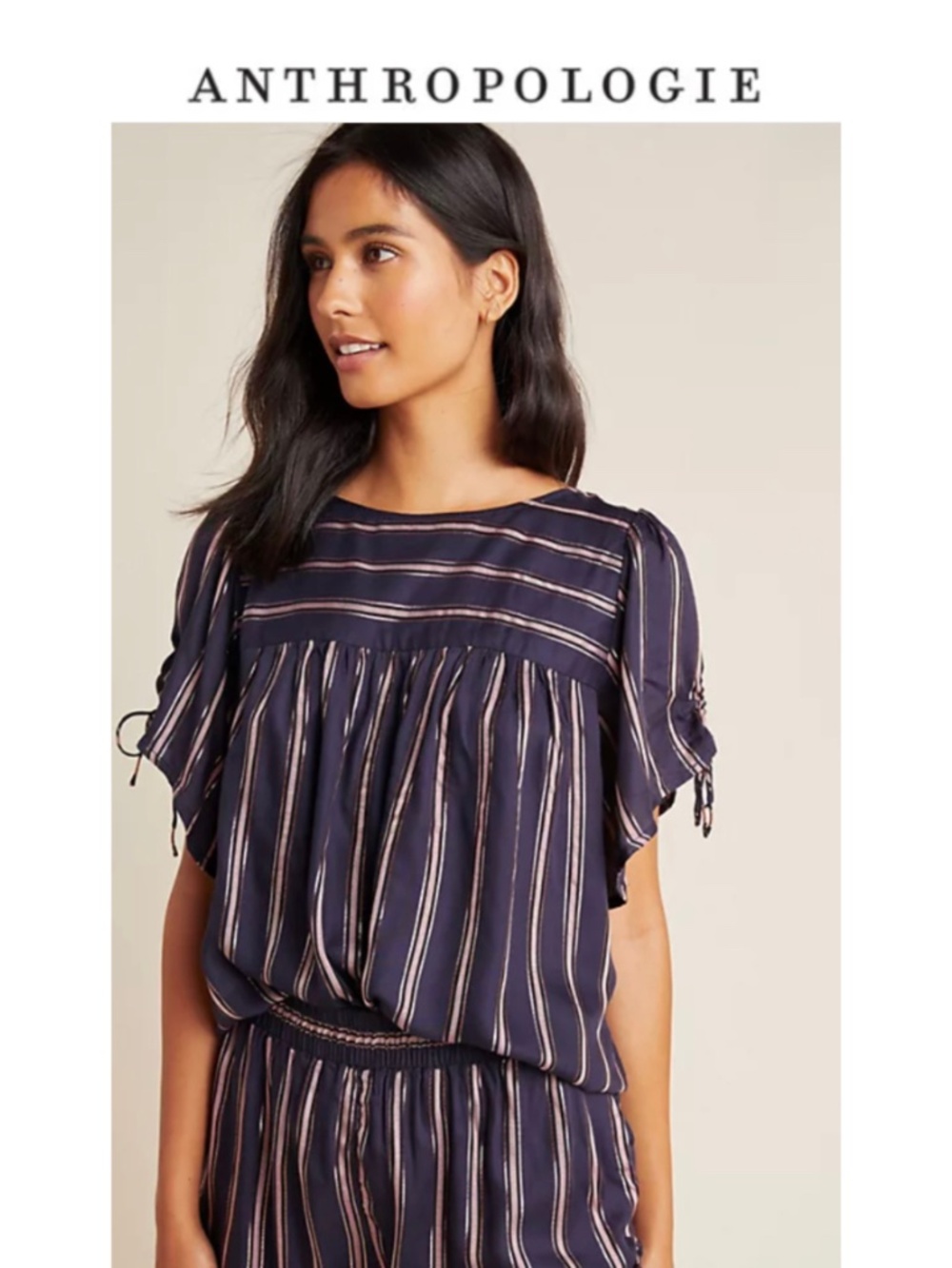 Anthropologie Cameron Tie-Sleeve Top